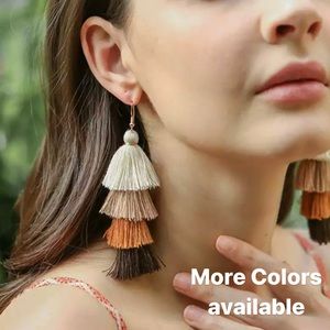 Boho Thread Tier Tassel Earrings Festival